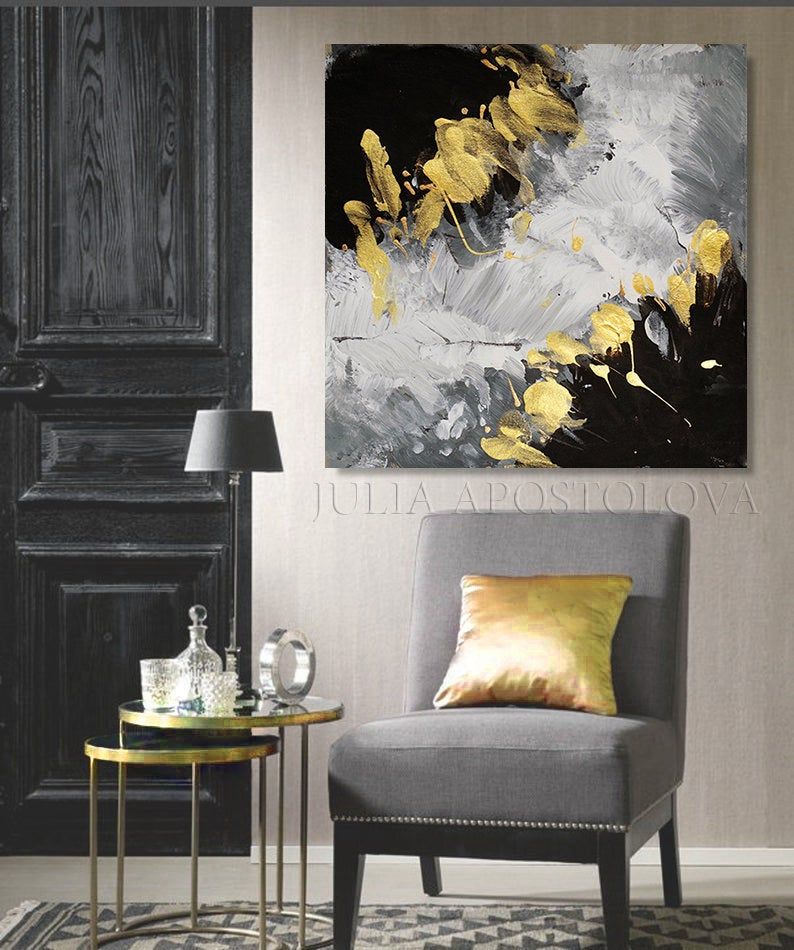 Grey Gold Black Art Elegant Wall Art For Livingroom Textured – Etsy | Elegant  Wall Art, Above Couch Decor, Interior Design Wall Decor Inside Elegant Wall Art (View 3 of 15)