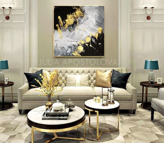 Grey Gold Black Art Elegant Wall Art For Livingroom Textured – Etsy Norway Regarding Elegant Wall Art (View 5 of 15)