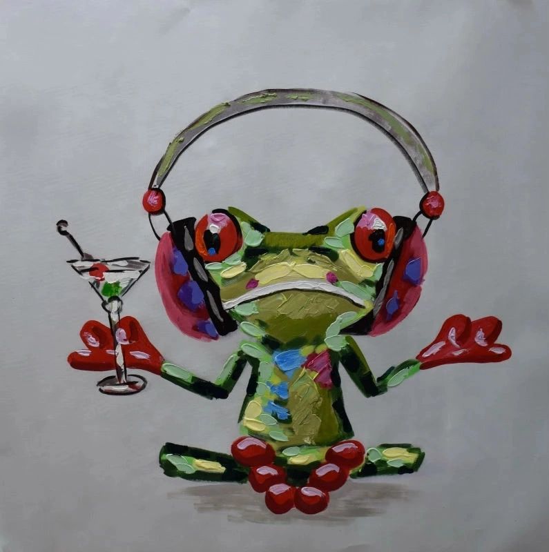 Hand Painted Abstract Cartoon Animal Oil Painting On Canvas Happy Music Frog  Canvas Painting Wall Art Picture Painting For Room|Oil Painting|Paintings  On Canvasanimal Oil Painting – Aliexpress Inside Frog Wall Art (View 15 of 15)