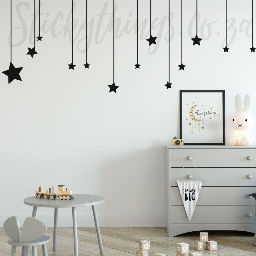 Hanging Stars Wall Art – Stars And Line Wall Stickers – Stickythings.co (View 1 of 15)