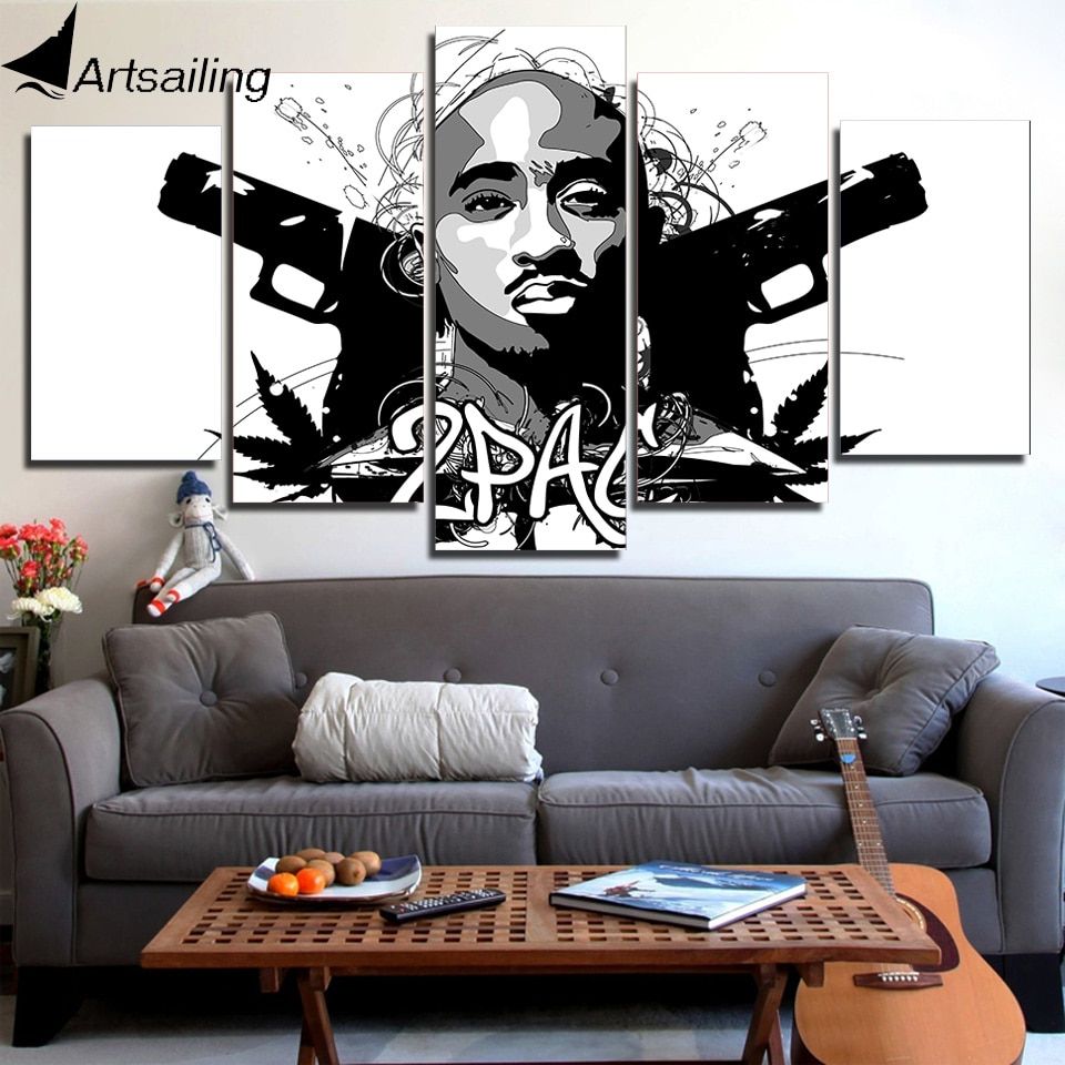 Hd Printed 5 Piece Canvas Art Rap Hip Hop Rapper Singer Painting Wall  Pictures For Living Room Music Poster – Painting & Calligraphy – Aliexpress Regarding Hip Hop Design Wall Art (View 8 of 15)