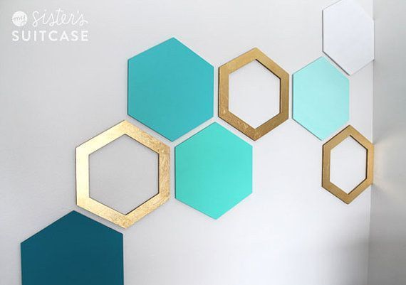 Hexagon Wall Art | 27 Insanely Clever Crafts You Can Make With Cardboard |  Decoración De Pared Diy, Decoración De Pared Hazlo Tú Mismo, Decoración De  Unas Intended For Teal Hexagons Wall Art (View 10 of 15)