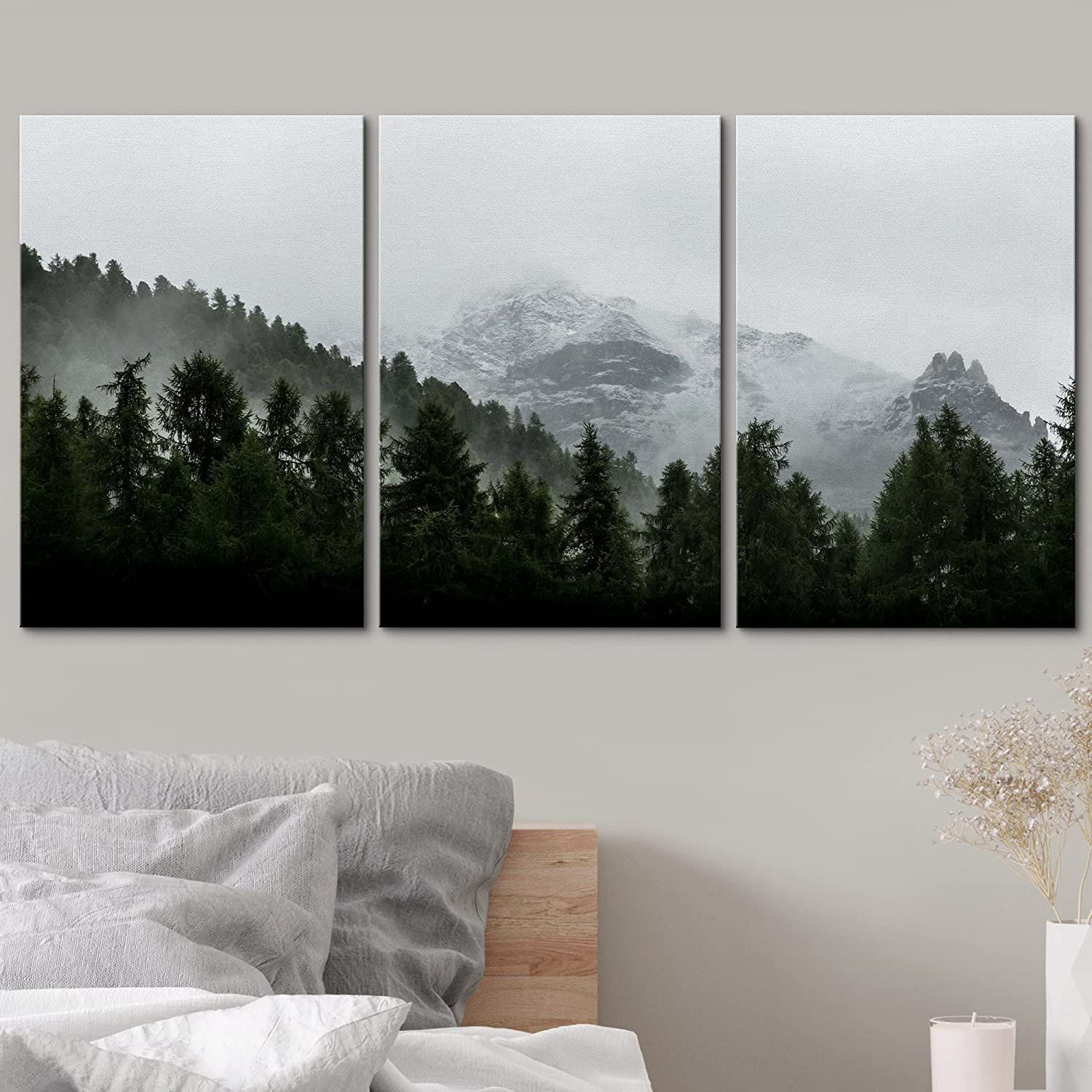 Idea4Wall Landscape Of Mountain With Fog – 3 Piece Print On Canvas &  Reviews | Wayfair Within Mountains In The Fog Wall Art (View 1 of 15)