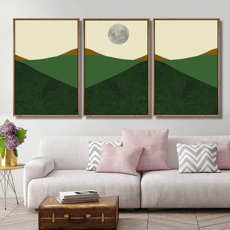 Idea4Wall Minimalist Landscape With A Ballet Dancer – 3 Piece Floater Frame  Print On Canvas & Reviews | Wayfair Pertaining To Minimalist Landscape Wall Art (View 8 of 15)