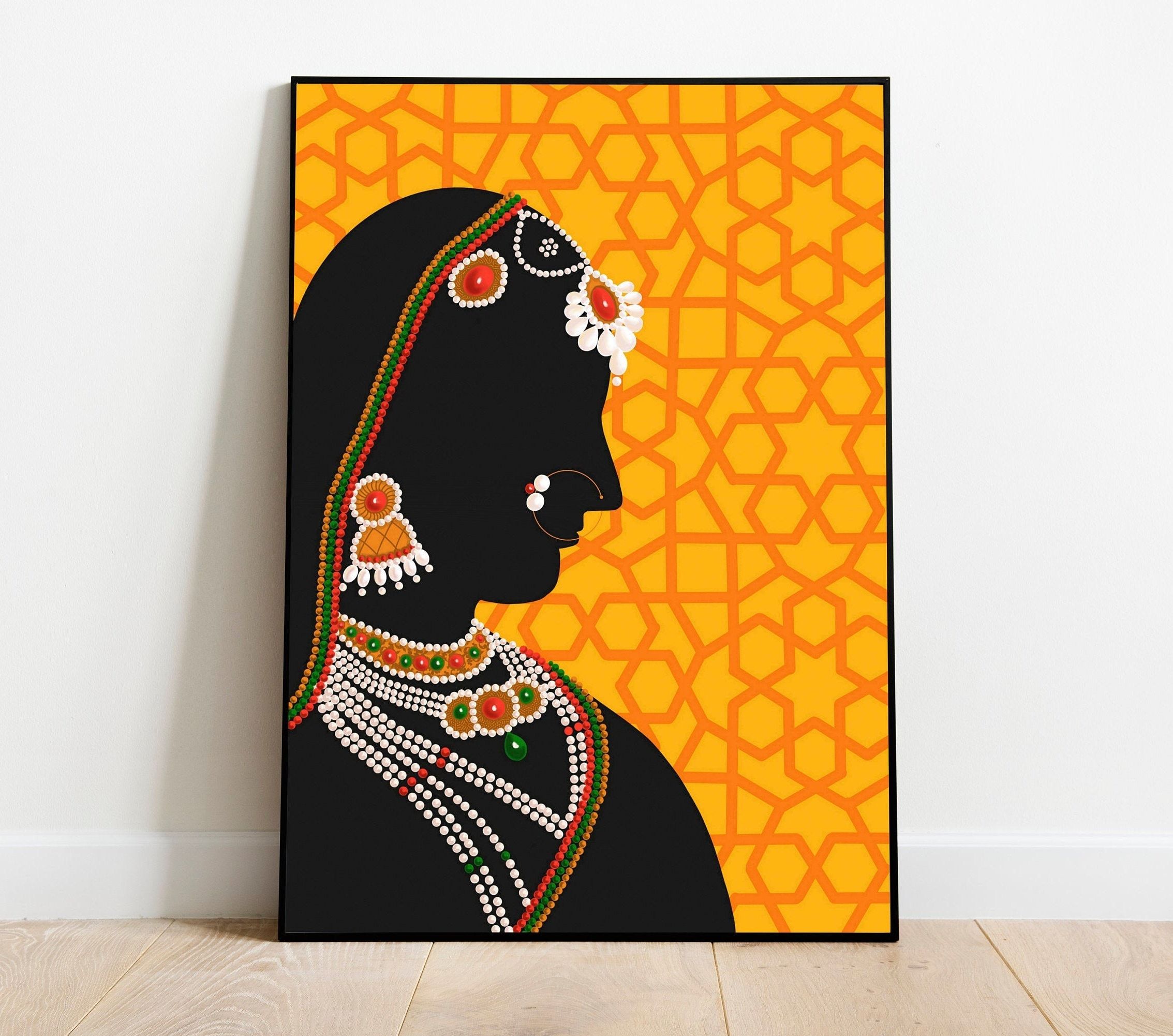 Indian Royal Lady Art Print Digital Mughal Art Printable – Etsy France In Indian Wall Art (View 2 of 15)