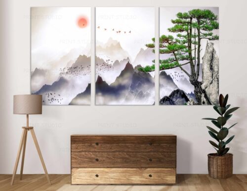 Japanese Mountain Wall Art Canvas Poster Print Asian Minimalist Landscape  Decor | Ebay For Minimalist Landscape Wall Art (View 15 of 15)