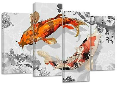Japansese Art Koi Fish Split Canvas Prints Wall Art | Ebay Inside Koi Wall Art (View 7 of 15)