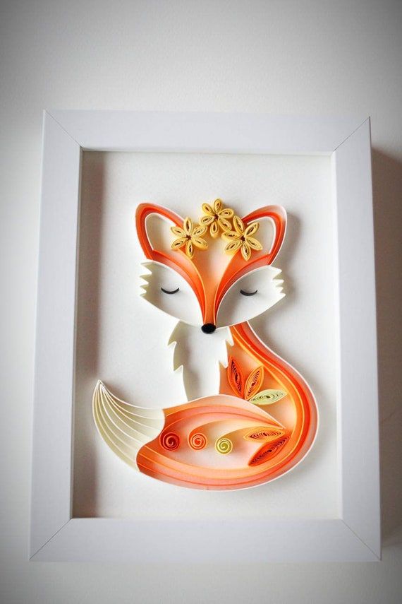 Lady Fox Wall Art Paper Quilling Wall Décor Paper Home – Etsy France Throughout Paper Art Wall Art (View 3 of 15)