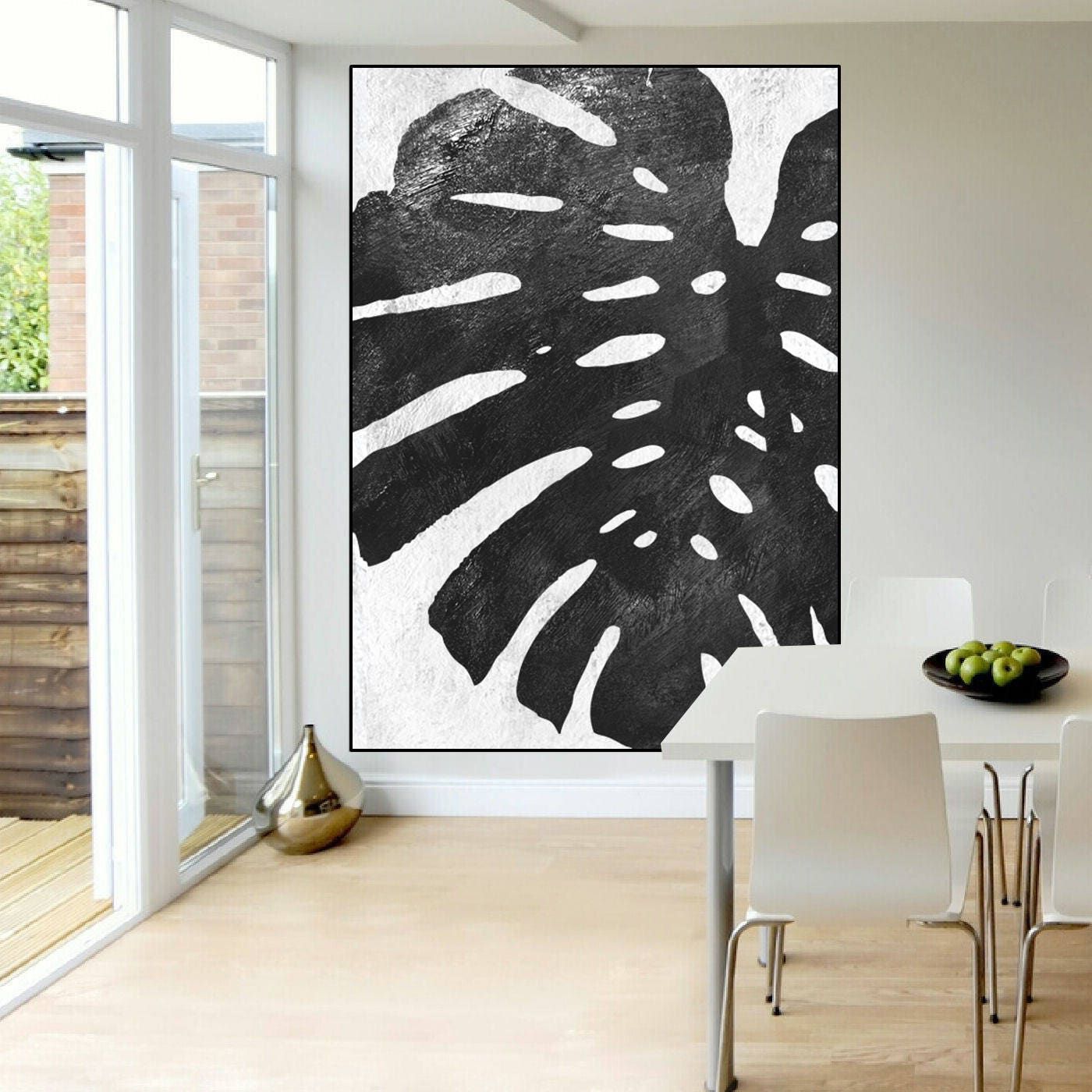 Large Canvas Art Tropical Leaf Original Abstract Painting On – Etsy Pertaining To Abstract Tropical Foliage Wall Art (View 15 of 15)