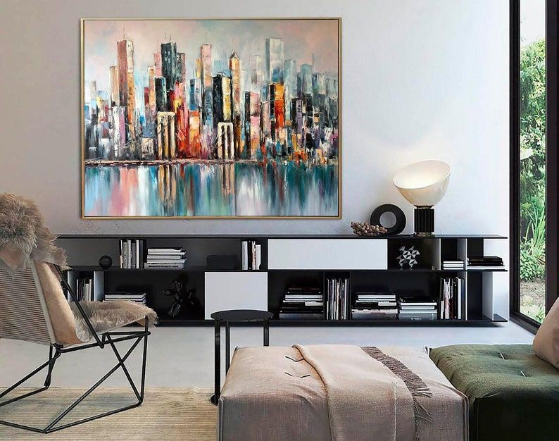 Large New York City Abstract Painting Urban Cityscape – Etsy | Modern Wall  Decor Art, Urban Wall Art, Contemporary Wall Decor Regarding Urban Wall Art (View 7 of 15)