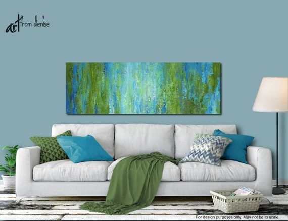 Large Wall Art Olive Green Blue Home Decor Abstract Painting – Etsy Italia For Olive Green Wall Art (View 3 of 15)