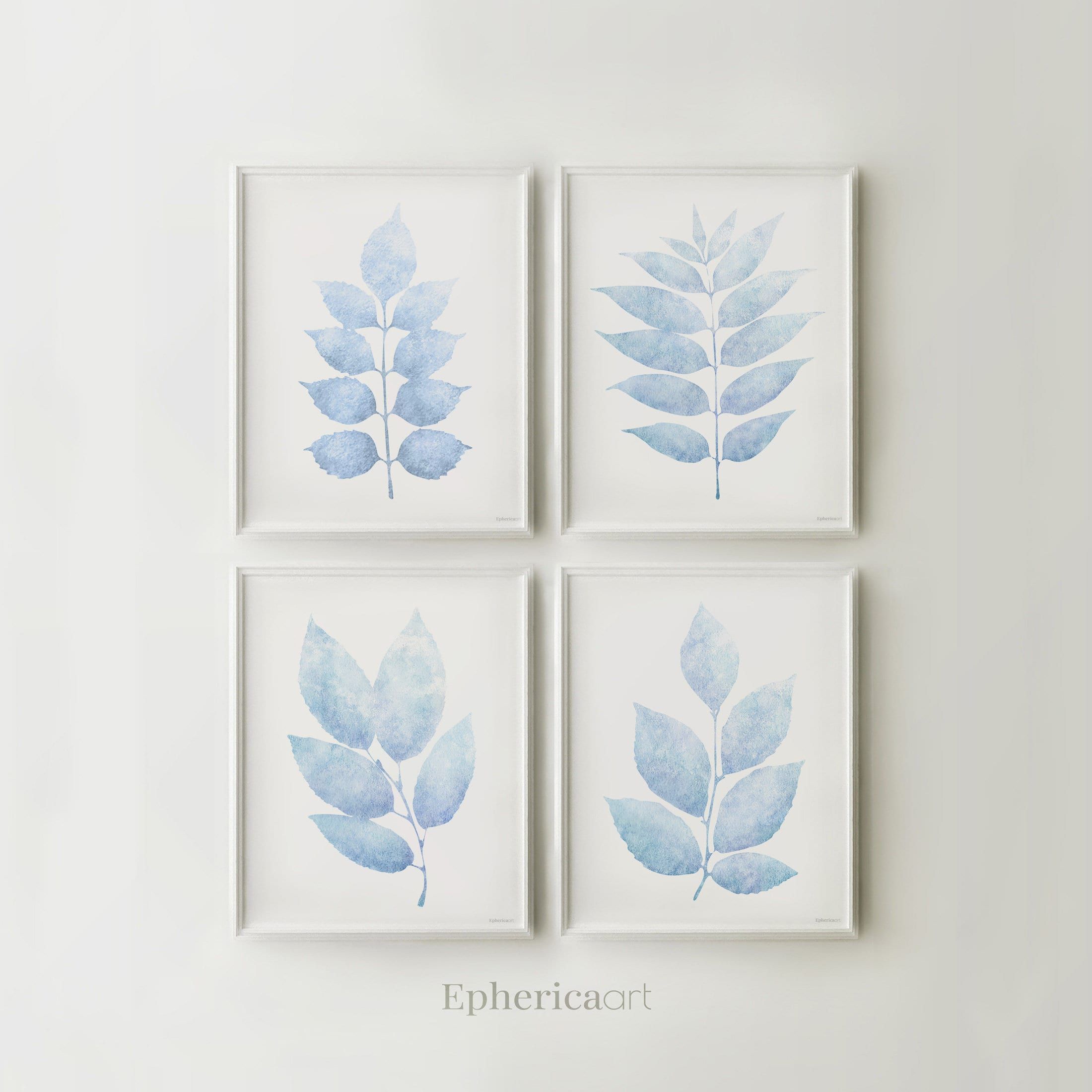 Light Blue Print Set Pastel Wall Art Cottage Wall Decor – Etsy With Soft Blue Wall Art (View 10 of 15)