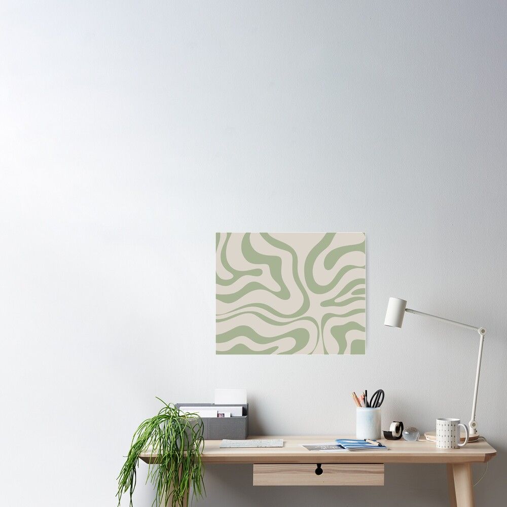 Liquid Swirl Abstract Pattern In Beige And Sage Green" Poster For Sale Kierkegaard | Redbubble For Liquid Swirl Wall Art (View 13 of 15)