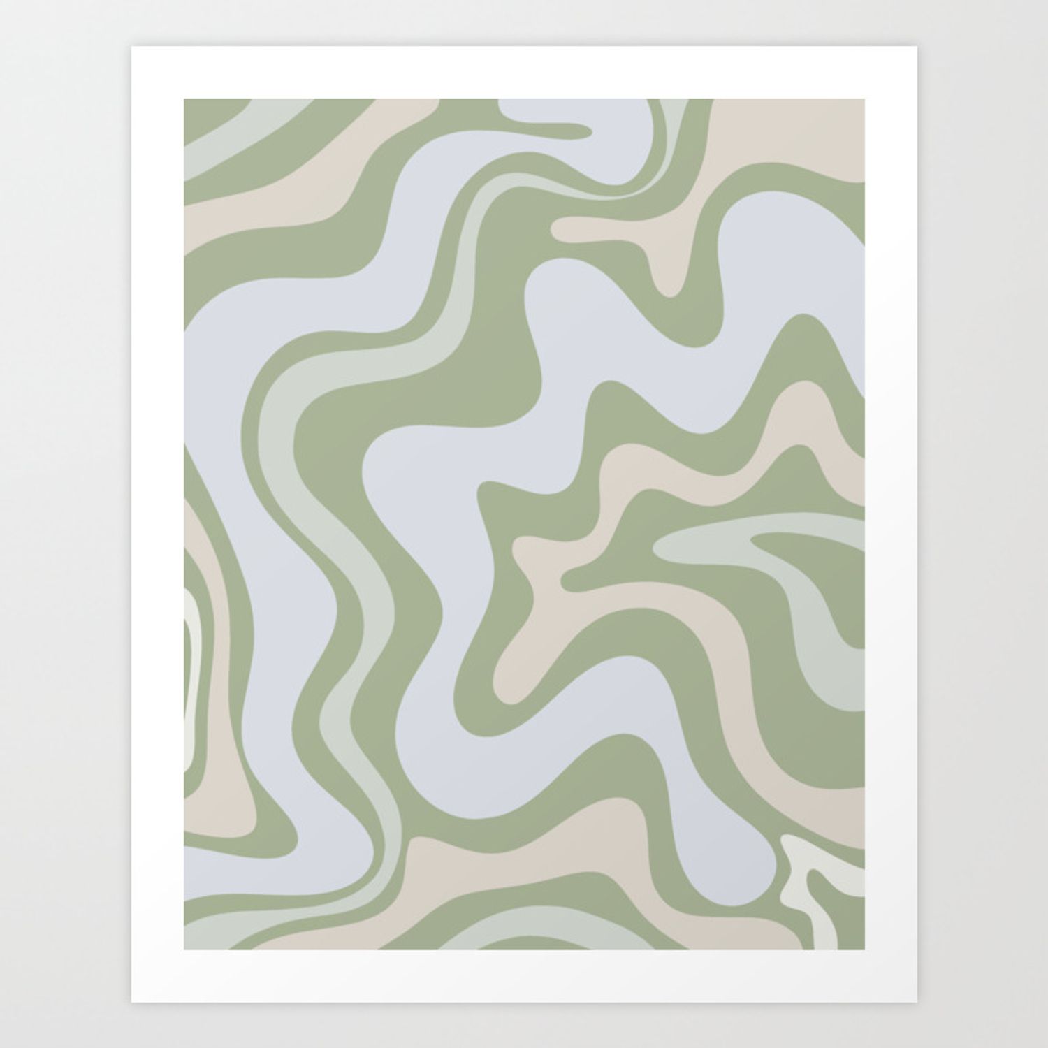 Liquid Swirl Contemporary Abstract Pattern In Light Sage Green Art Print Kierkegaard Design Studio | Society6 With Regard To Light Sage Wall Art (View 4 of 15)