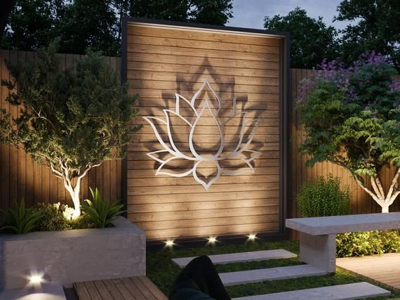 Lotus Flower Large Outdoor Metal Wall Art Garden Sculpture – Etsy | Modern Outdoor  Wall Art, Garden Wall Designs, Garden Wall Art Intended For Flower Garden Wall Art (View 4 of 15)