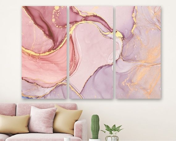 Marble Wall Art Pink And Gold Glitter Marble Wall Art Large – Etsy Canada With Glitter Pink Wall Art (View 5 of 15)