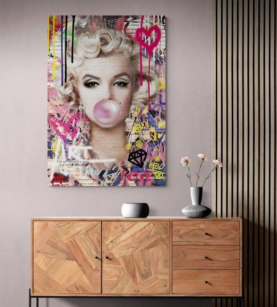 Marilyn Monroe Wall Decoration Monroe Pink Bubble Gum Poster – Etsy Intended For Bubble Gum Wood Wall Art (View 6 of 15)