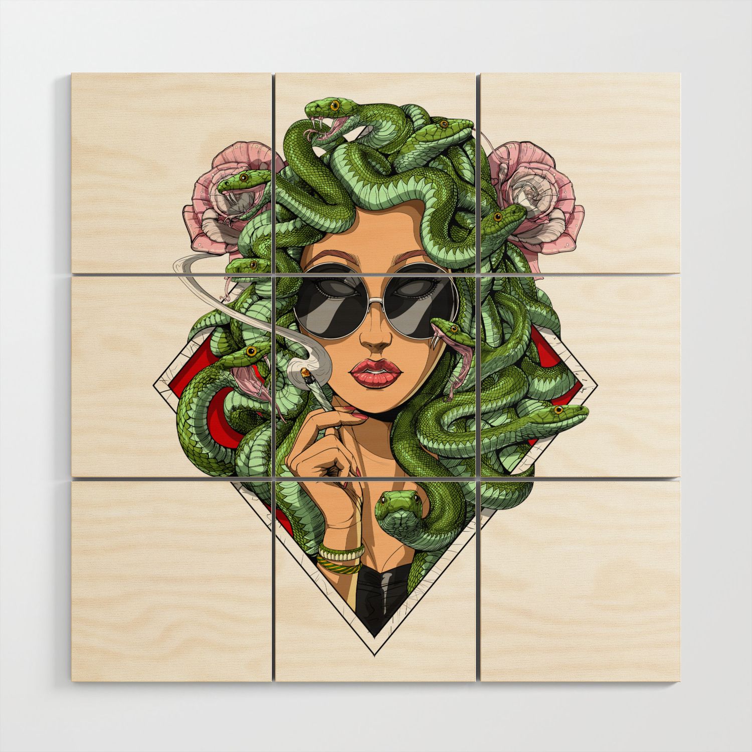 Medusa Hippie Smoking Weed Wood Wall Artnikolay Todorov | Society6 Pertaining To Medusa Wood Wall Art (View 11 of 15)