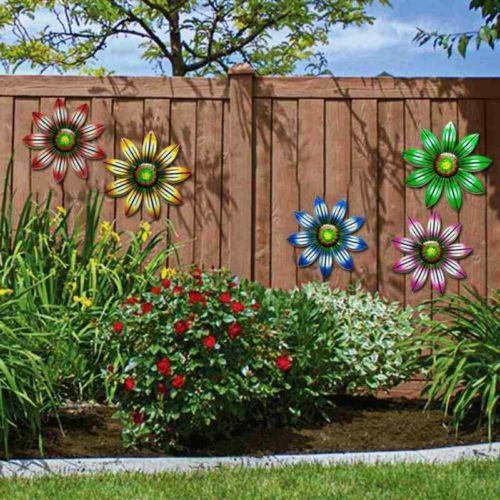 Metal Flower Wall Art Outdoor Fence Hanging Ornament For Garden Home  Decoration | Ebay Inside Flower Garden Wall Art (View 9 of 15)