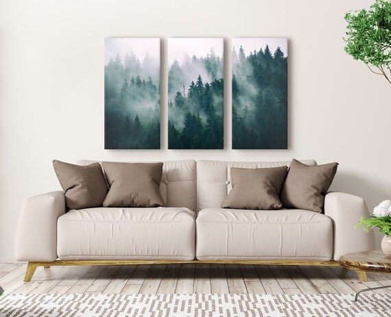 Misty Forest Pines Gallery Wall Art Set Scandinavian Foggy – Etsy Within Misty Pines Wall Art (View 9 of 15)