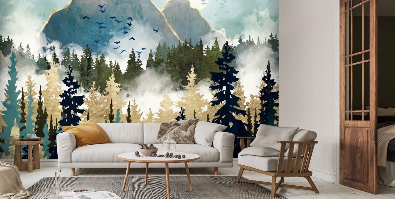 Misty Pines Wallpaper Mural | Wallsauce Us In Misty Pines Wall Art (View 8 of 15)