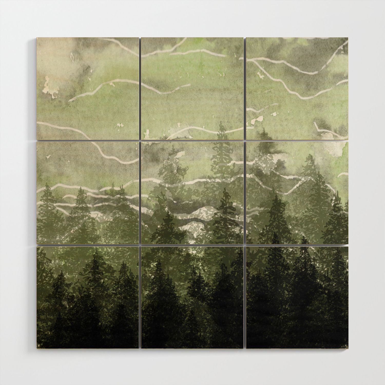 Misty Pines Wood Wall Artrskinner1122 | Society6 Throughout Misty Pines Wall Art (View 15 of 15)