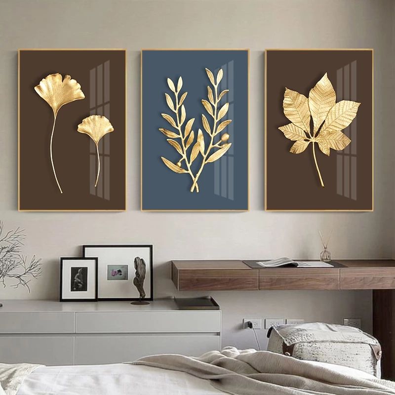 Modern Abstract Golden Plant Leaf Wall Art Canvas Painting Nordic Posters  And Prints Wall Pictures For Living Room Home Decor|Painting & Calligraphy|  – Aliexpress Pertaining To Abstract Plant Wall Art (View 12 of 15)