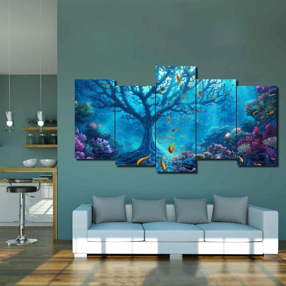 Modern Canvas Prints Pictures Wall Art Fantasy Sea Underwater Animals  Landscape Paintings Living Room Decor Poster Modular Frame – Painting &  Calligraphy – Aliexpress Pertaining To Underwater Wall Art (View 13 of 15)