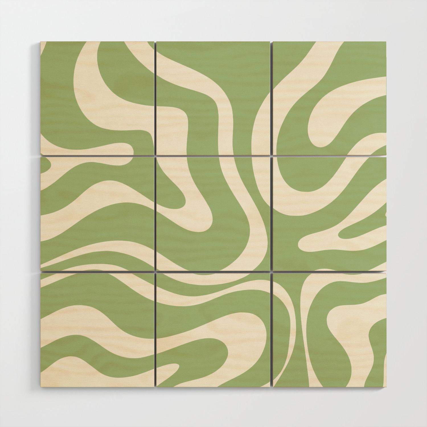 Modern Liquid Swirl Abstract Pattern In Light Sage Green And Cream Wood Wall  Artkierkegaard Design Studio | Society6 With Liquid Swirl Wall Art (View 14 of 15)