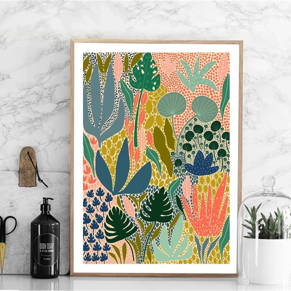 Modern Multicolored Abstract Garden Plants Wall Art Canvas Painting Picture  Posters And Prints Gallery Aisle Unique Home Decor|Painting & Calligraphy|  – Aliexpress Inside Abstract Plant Wall Art (View 9 of 15)
