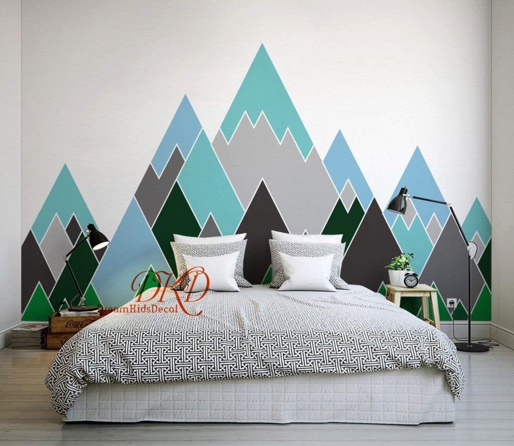 Mountain Wall Decal Mountain Decal Mountain Wall Art – Etsy Italia Intended For Mountains Wall Art (View 1 of 15)