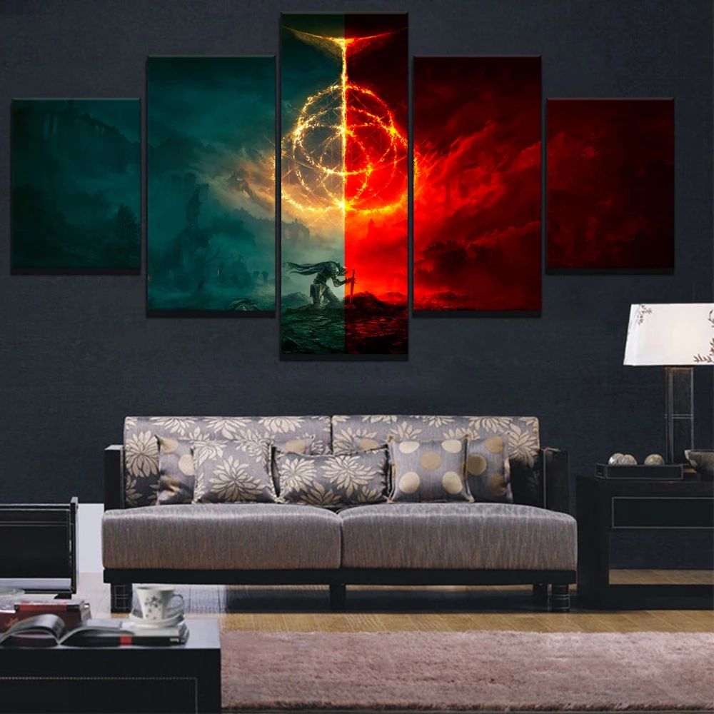 No Framed Canvas 5Pcs Dark Souls Elden Ring Video Games Wall Art Posters  Pictures Home Decor Multi 13 For Living Room Paintings|Painting &  Calligraphy| – Aliexpress With Games Wall Art (View 10 of 15)