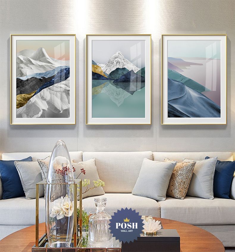 Nordic Abstract Alpine Snow Mountain Lake Landscape Wall Art – Posh (View 15 of 15)