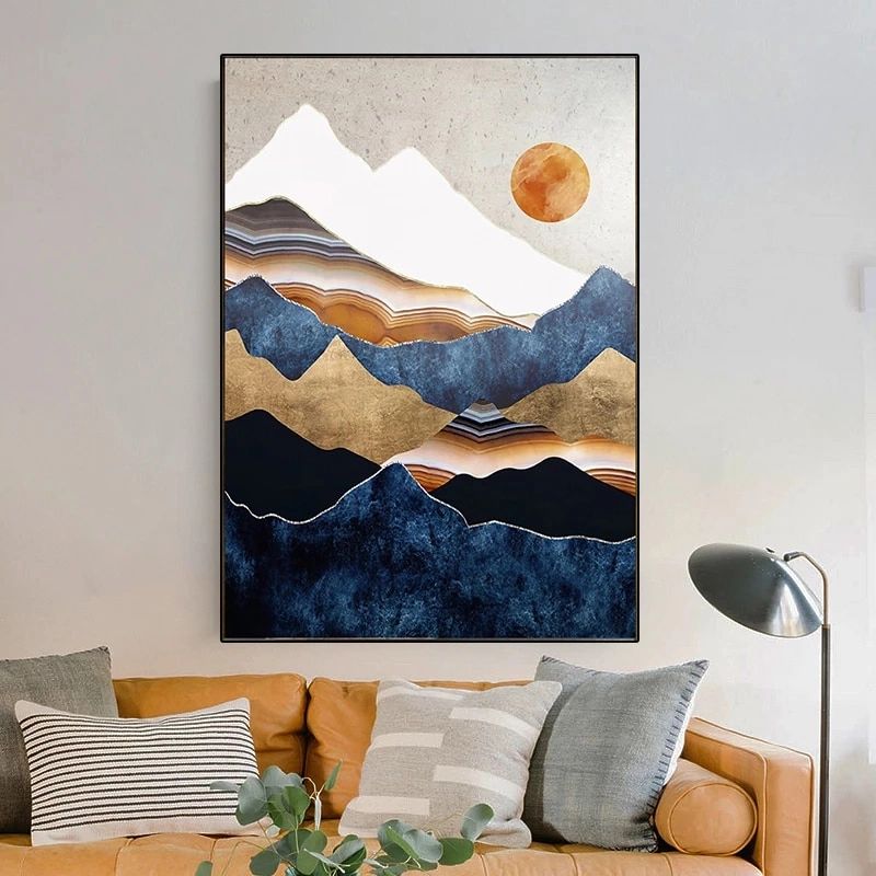 Nordic Abstract Landscape Picture Mountain Sunrise Canvas Painting Posters  And Prints Wall Art Hogar Moderno Living Room Decor – Painting &  Calligraphy – Aliexpress In Sunrise Wall Art (View 14 of 15)