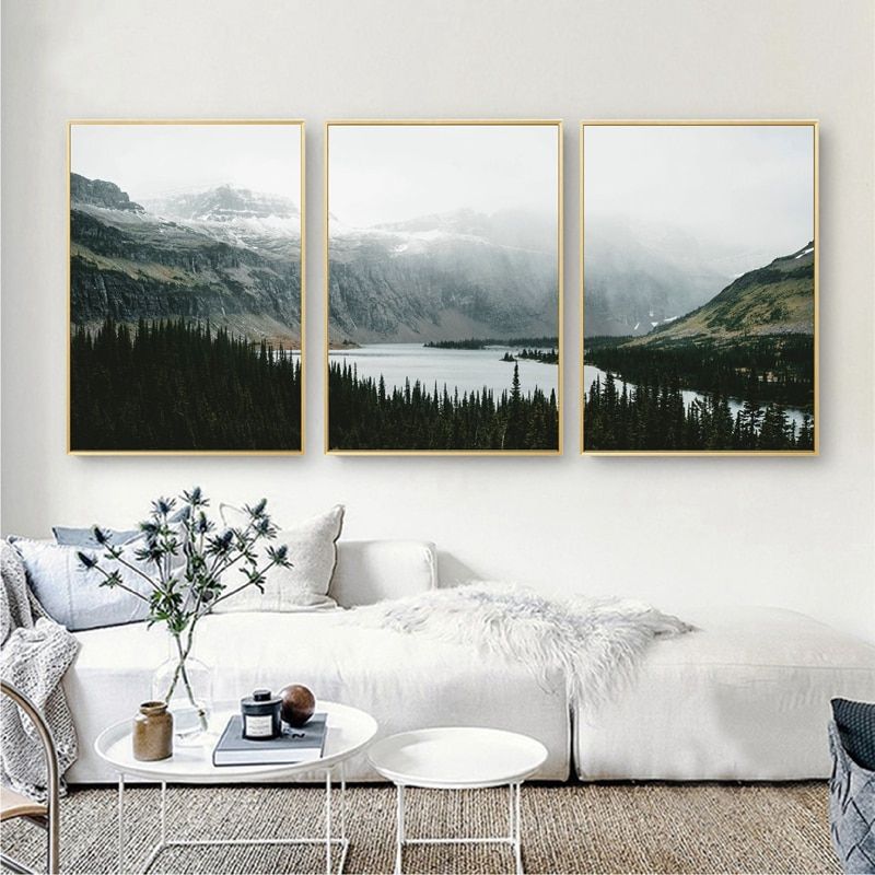 Nordic Landscape Mountain Lake Canvas Paintings Home Decoration Living Room Wall  Art Pictures Nature Scenery Posters And Prints|Painting & Calligraphy| –  Aliexpress In Mountain Lake Wall Art (View 3 of 15)