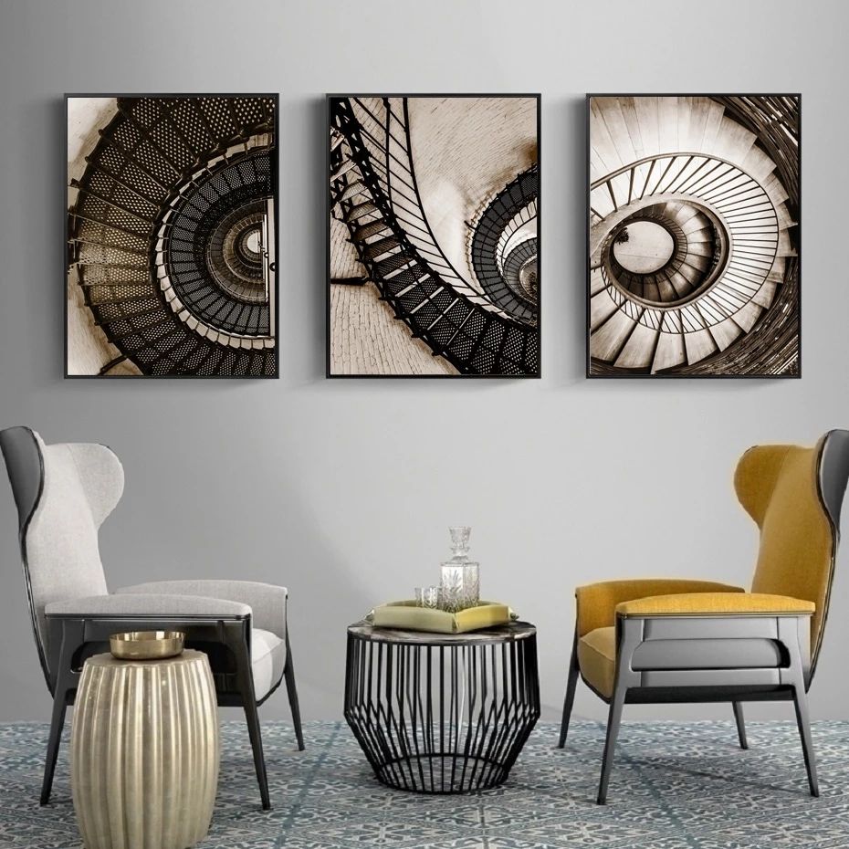 Nordic Spiral Staircase Wall Posters And Prints Architectural Wall Art  Canvas Paintings Pictures For Living Room Decoration – Painting &  Calligraphy – Aliexpress Throughout Spiral Circles Wall Art (View 12 of 15)