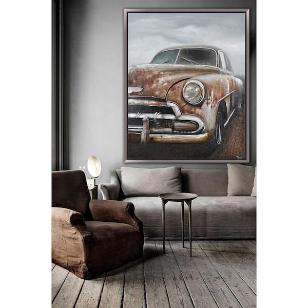 Oakland Living Vintage Car In. Dark Brown Wooden Floating Frame Hand Painted  Acrylic And Aluminum 3D Wall Art 47 In. X 59 In (View 15 of 15)