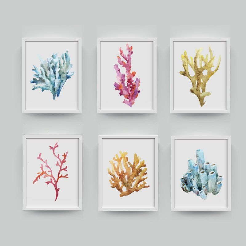 Ocean Biological Corals Watercolor Wall Art – Walling Shop With Watercolor Wall Art (View 14 of 15)