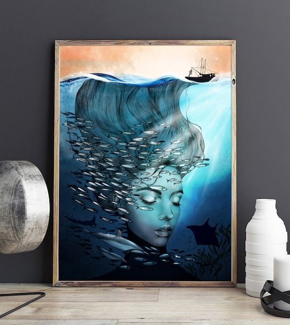Ocean Print A4 A3 Or A2 Underwater Wall Art Conservation – Etsy For Underwater Wall Art (View 11 of 15)