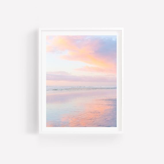 Ocean Print Pastel Sunset Beach Photography Large Wall Art – Etsy For Pastel Sunset Wall Art (View 6 of 15)