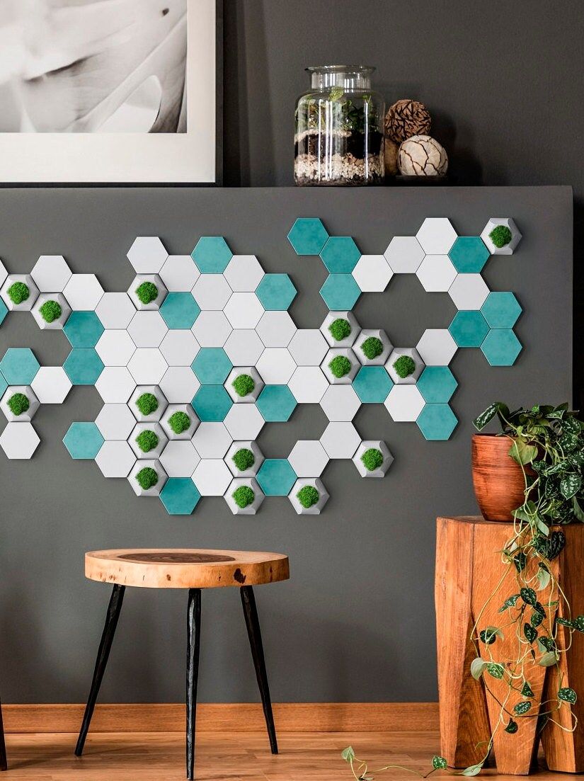 Office Wall Installation Hexagon Wall Art Concrete Wall Decor – Etsy Canada Pertaining To Concrete And Wood Wall Art (View 11 of 15)