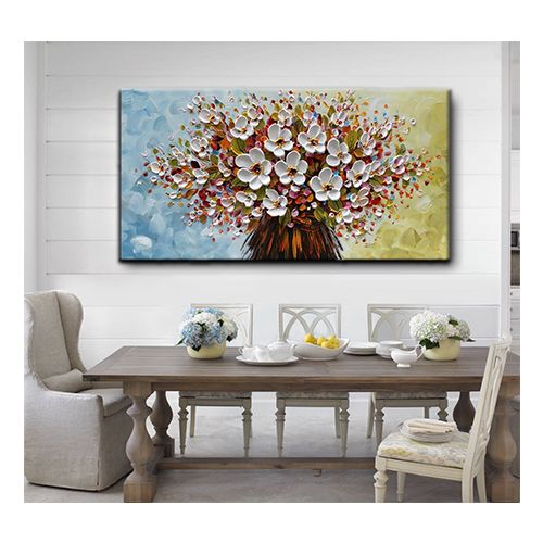 Oil Painting Wall Art Hand Painted White Flower Wall Decor – Cp Canvas  Painting Online Pertaining To Oil Painting Wall Art (View 14 of 15)