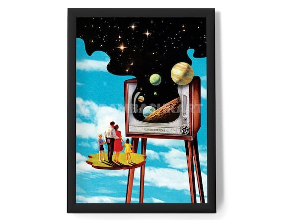 Outside The Box Collage Art Trippy Wall Art Retro Art – Etsy France For Retro Art Wall Art (View 7 of 15)