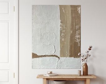 Palette Knife Paintingminimal Artworkminimalist Wall – Etsy Canada For Concrete And Wood Wall Art (View 14 of 15)