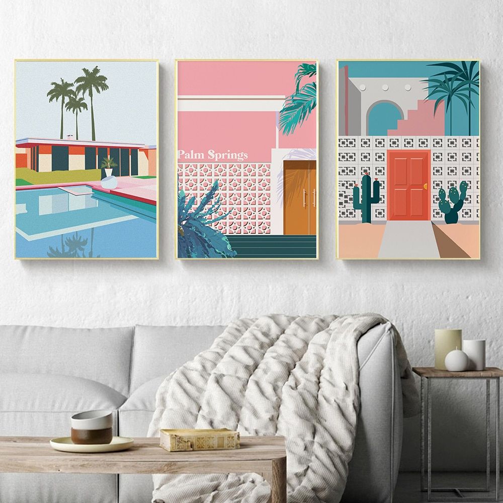 Palm Springs Retro Art Prints Exhibition Vintage Canvas Poster California Artwork  Painting Wall Picture For Living Room Wall Art – Painting & Calligraphy –  Aliexpress In Palm Springs Wall Art (View 2 of 15)