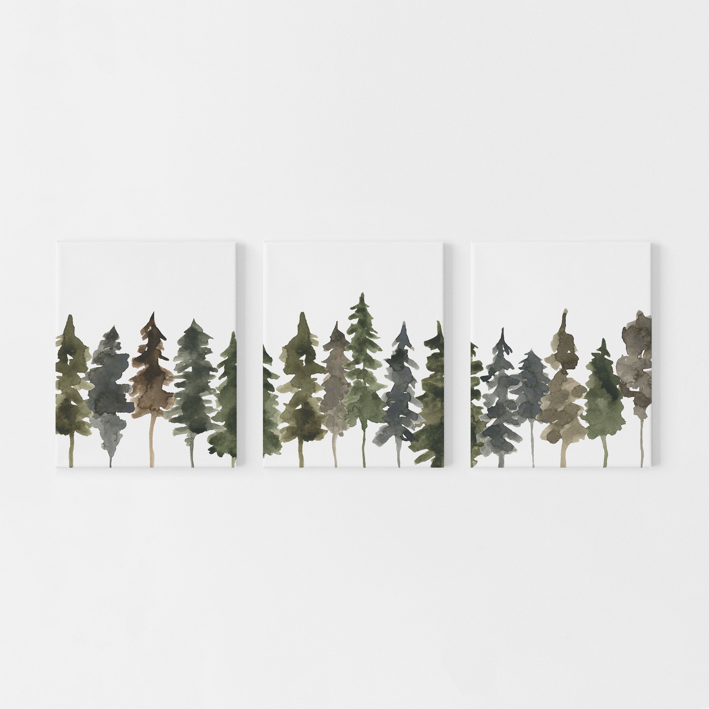 Pine Tree Art Scandinavian Wall Decor Forest Aquarelle – Etsy France Pertaining To Pine Forest Wall Art (View 3 of 15)