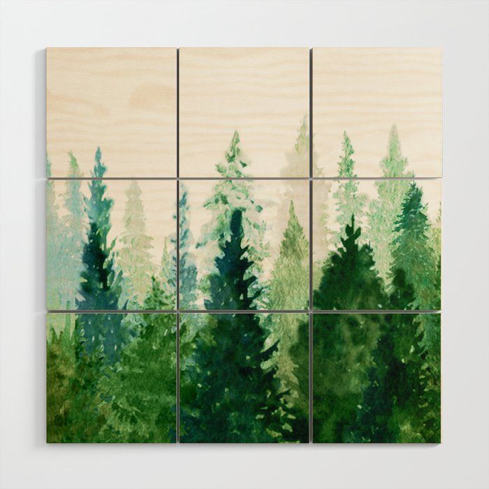 Pine Trees 2 Wood Wall Artnadja | Society6 Inside Pine Forest Wall Art (View 9 of 15)