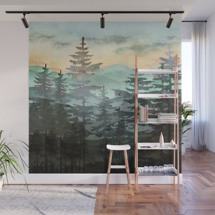 Pine Trees Wall Muralnadja | Society6 In Pine Forest Wall Art (View 5 of 15)