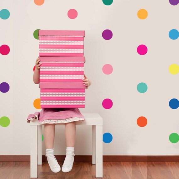 Polka Dots Decals 36 Confetti Rainbow Polka Dot Decals – Etsy Italia With Regard To Dots Wall Art (View 4 of 15)