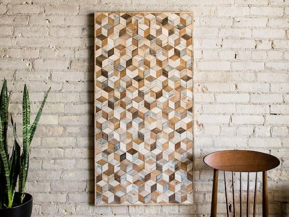 Reclaimed Wood Wall Art Wood Wall Decor Geometric Pattern – Etsy For Modern Pattern Wall Art (View 15 of 15)